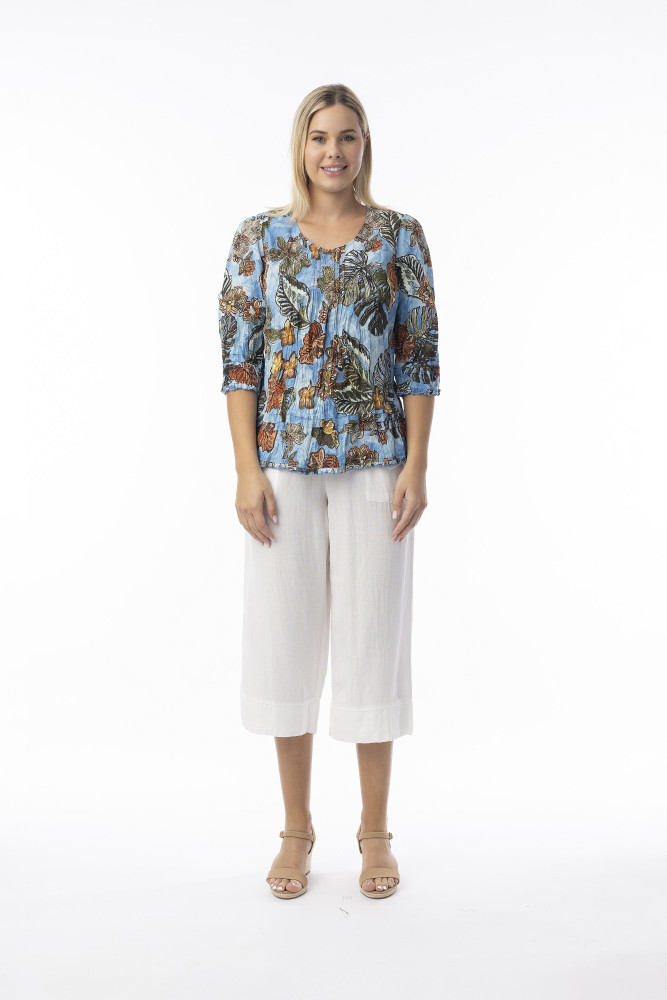 Lima Blue Top Frill Hem Blue