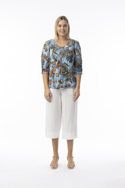 Lima Blue Top Frill Hem Blue