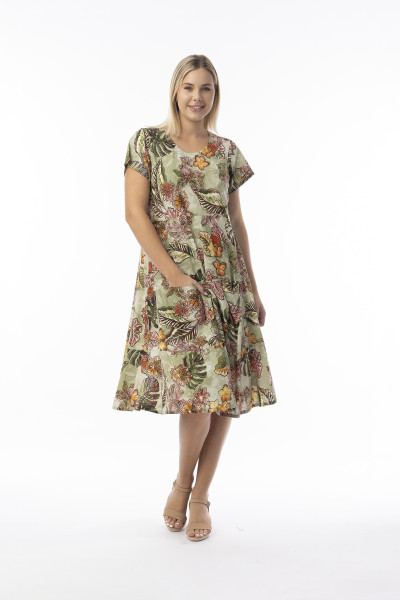 Lima Olive Dress Layers Sleeveless OLIVE