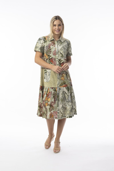 Lima Olive Dress Patch Collar OLIVE