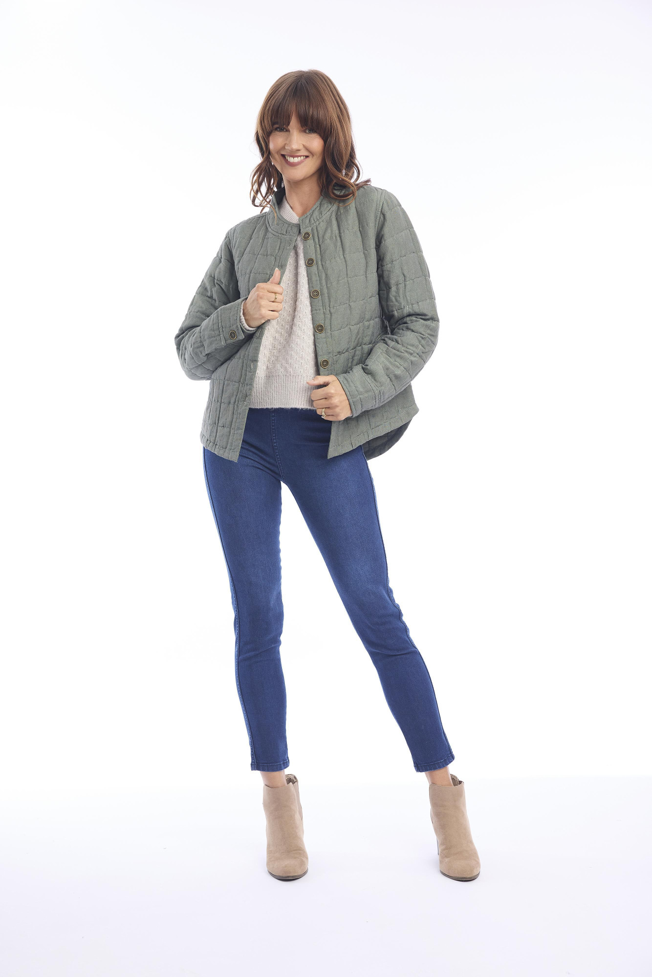 Linen Coat Quilted Military