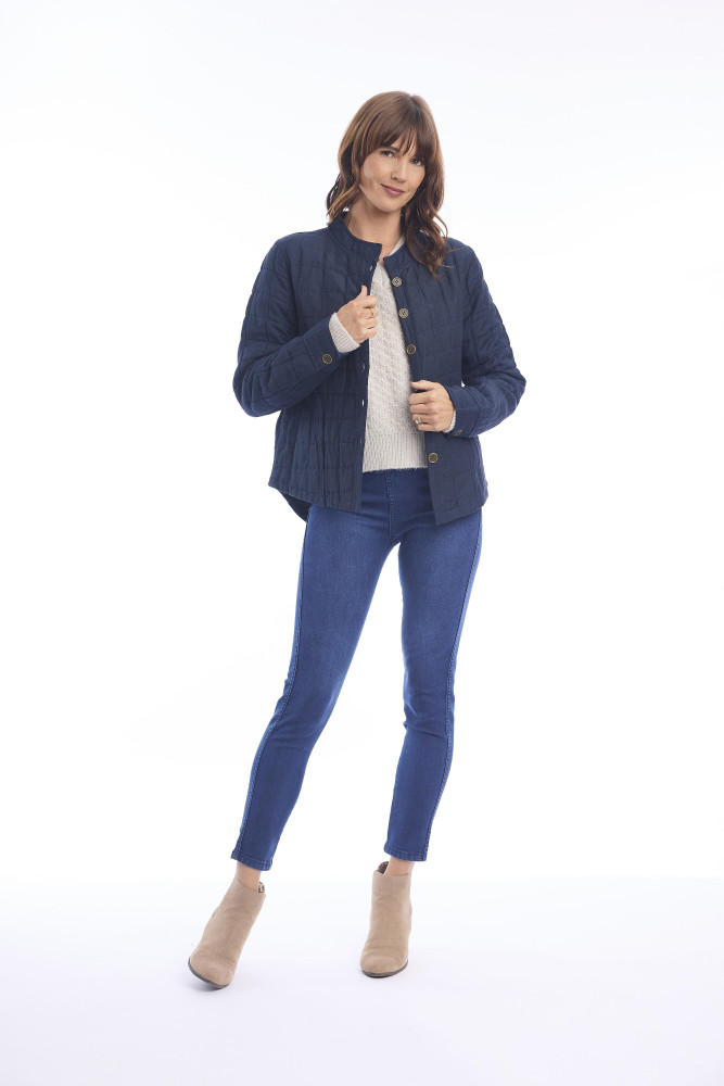Linen Coat Quilted Navy