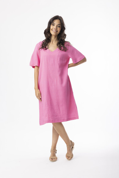 Linen Essentials Dress Shift Hot Pink