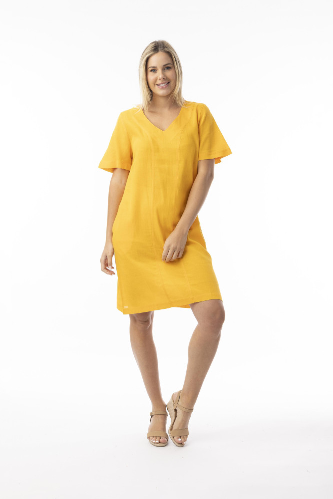 Linen Essentials Dress Shift Kumquat