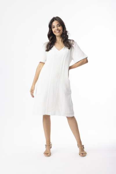 Linen Essentials Dress Shift White