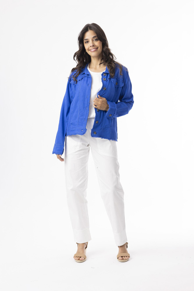 Linen Essentials Jacket Electric Blue