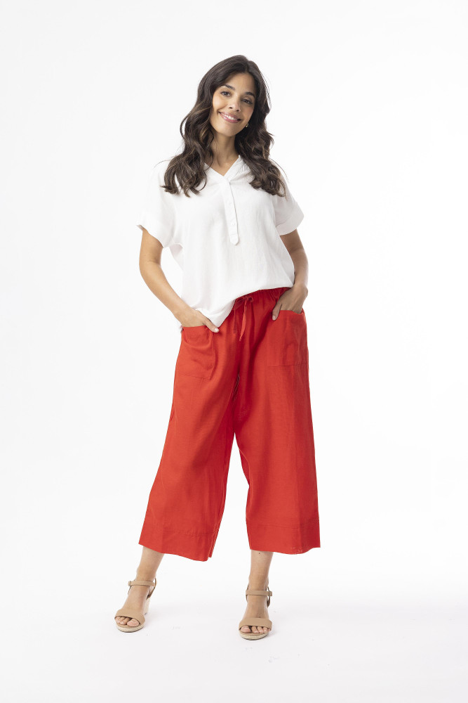 Linen Essentials Pant Red