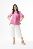 Linen Essentials Top Frill Hot Pink