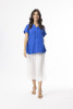 Linen Essentials Top Vneck Electric Blue