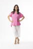 Linen Essentials Top Vneck Hot Pink