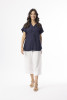 Linen Essentials Top Vneck Navy