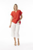 Linen Essentials Top Vneck Red