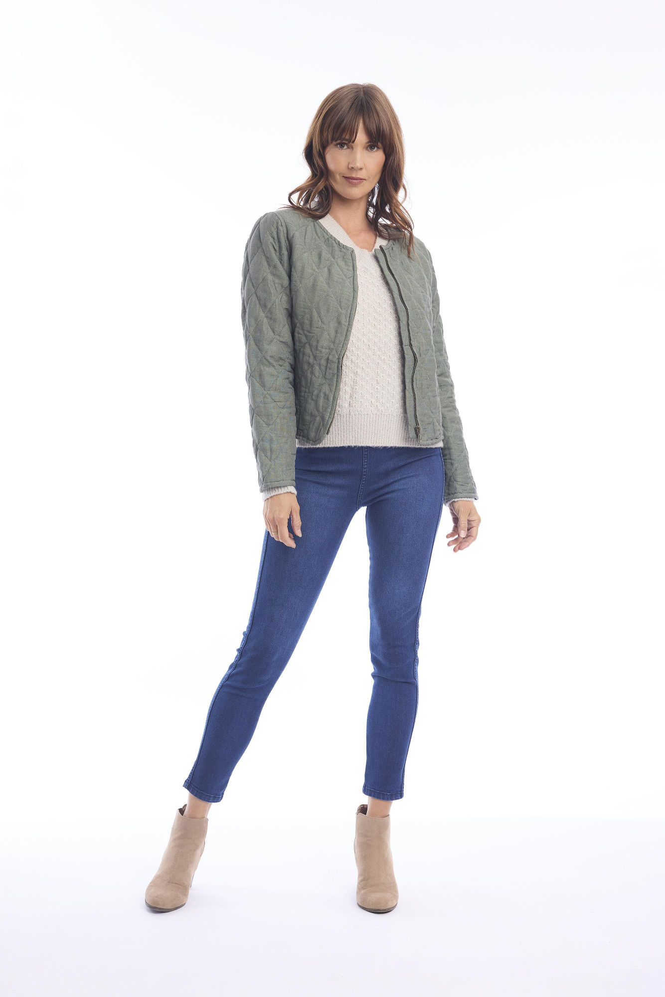 Linen Jacket Quilted Military