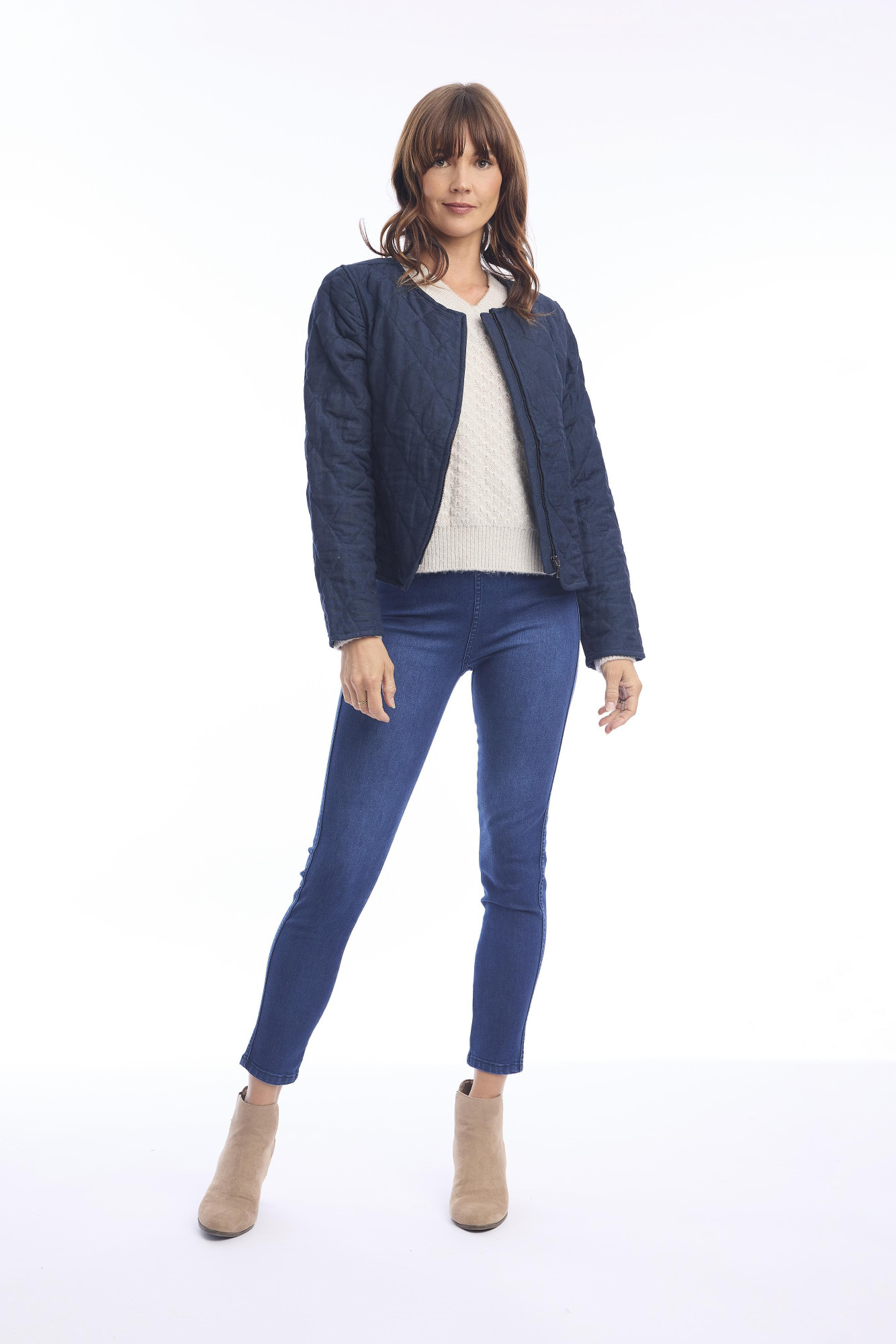 Linen Jacket Quilted Navy