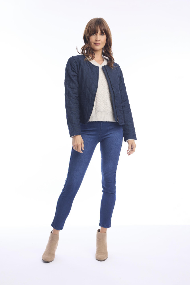 Linen Jacket Quilted Navy