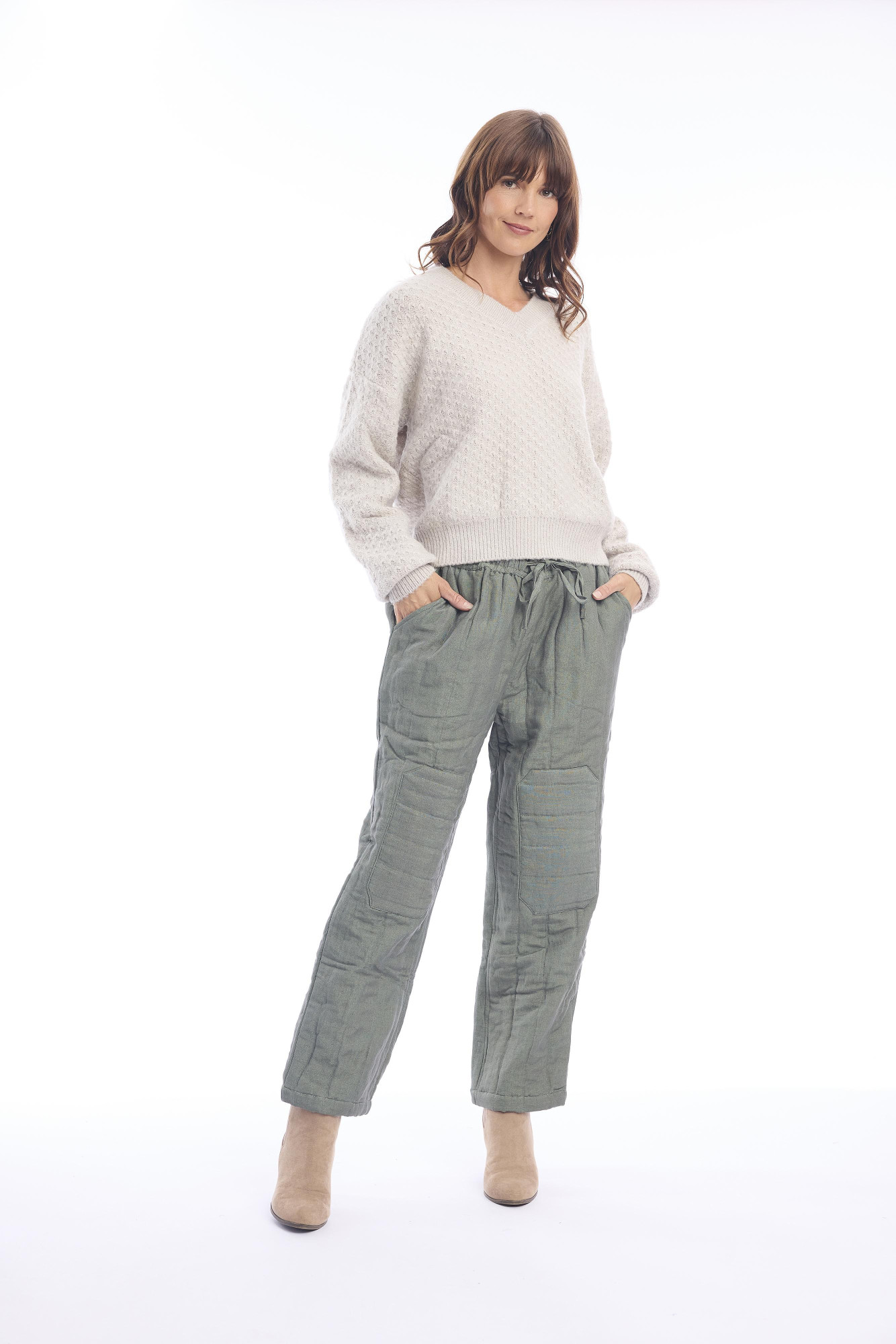 Linen Pant Quilted Military