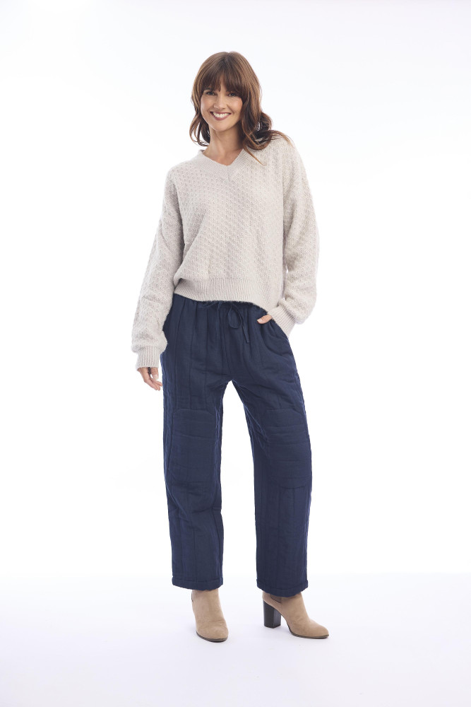 Linen Pant Quilted Navy