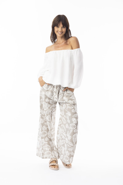 Linen Print Sand Pant Sand
