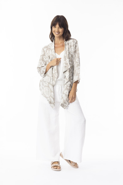 Linen Print Sand Wrap Jacket Sand