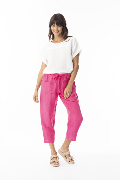 Linen Solid Pant Hot Pink