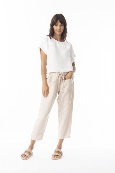 Linen Solid Pant Sand
