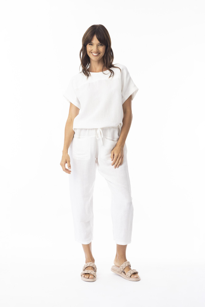 Linen Solid Pant White