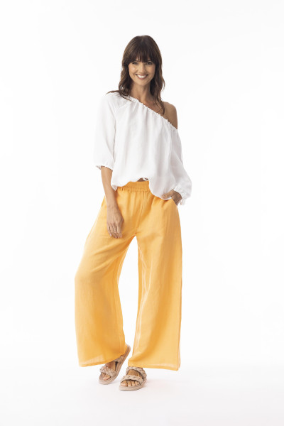 Linen Solid Pant Widfe Leg APRICOT