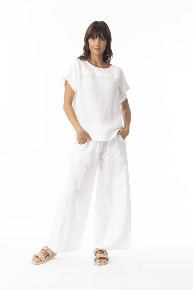 Linen Solid Top Boxy White