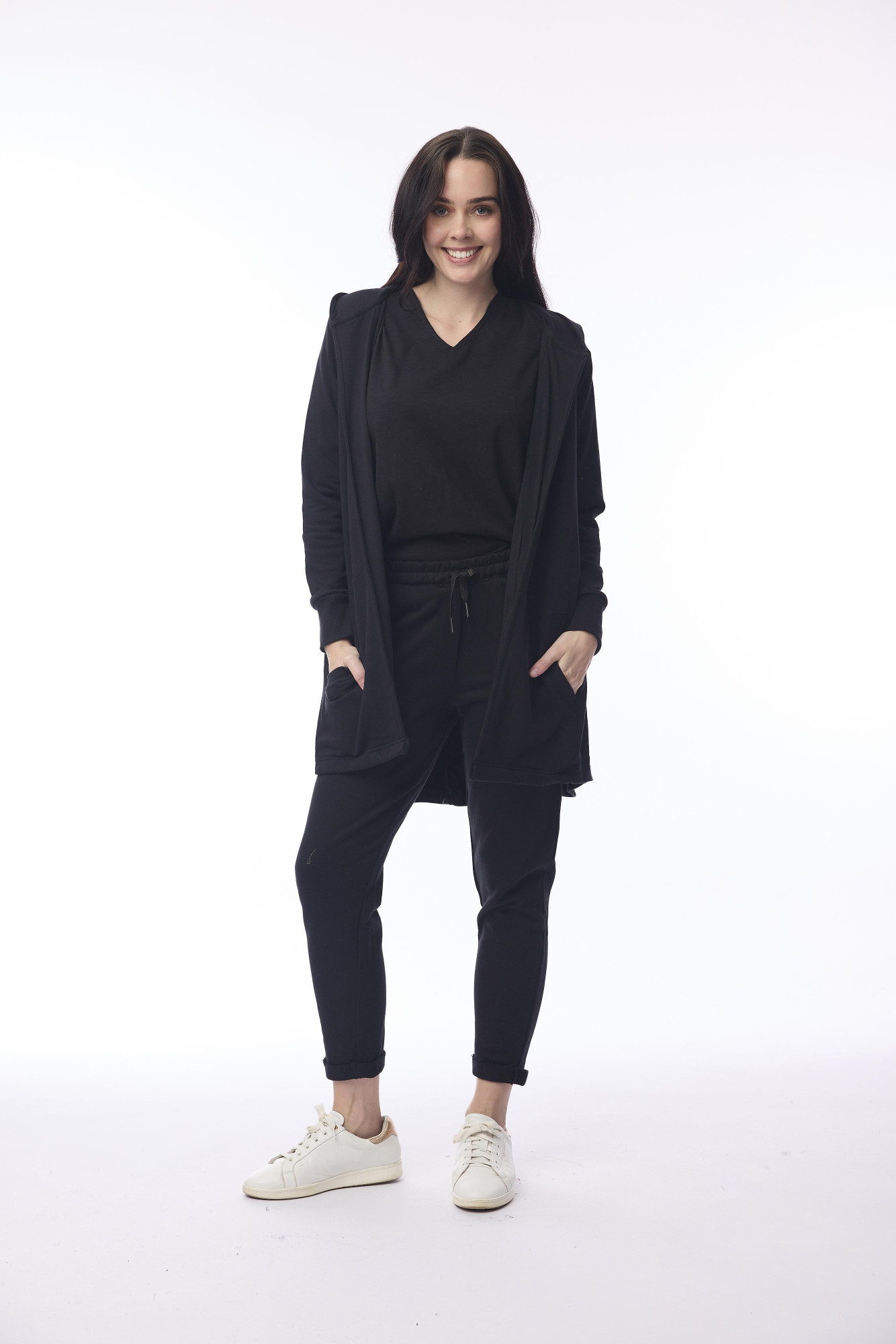 Long Hoodie Cardigan Black