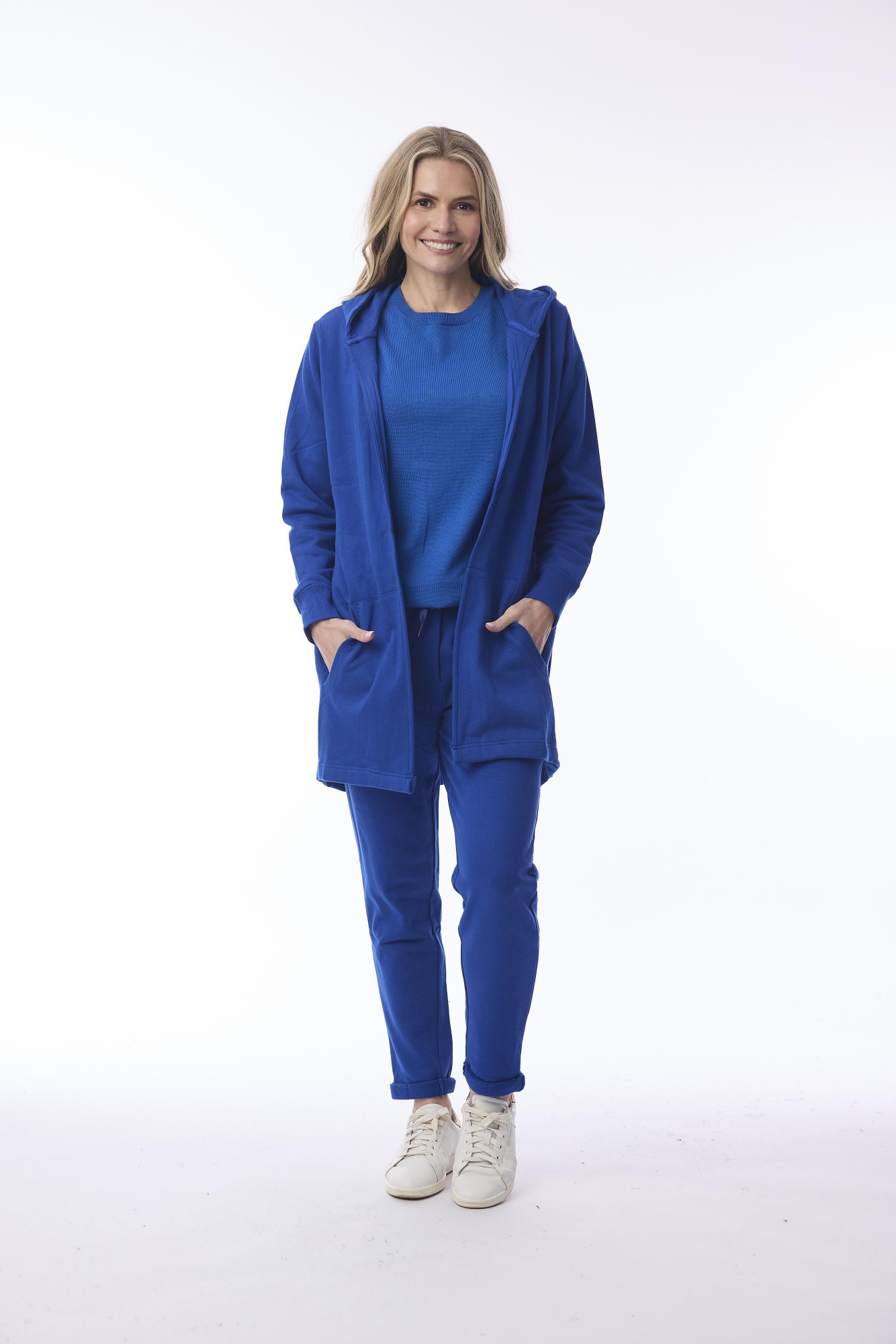 Long Hoodie Cardigan Cobalt