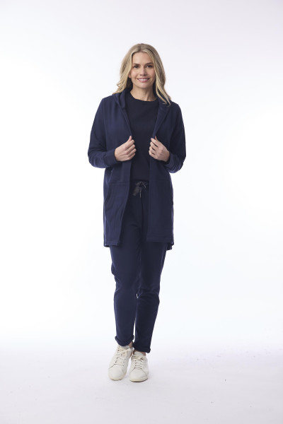 Long Hoodie Cardigan Navy