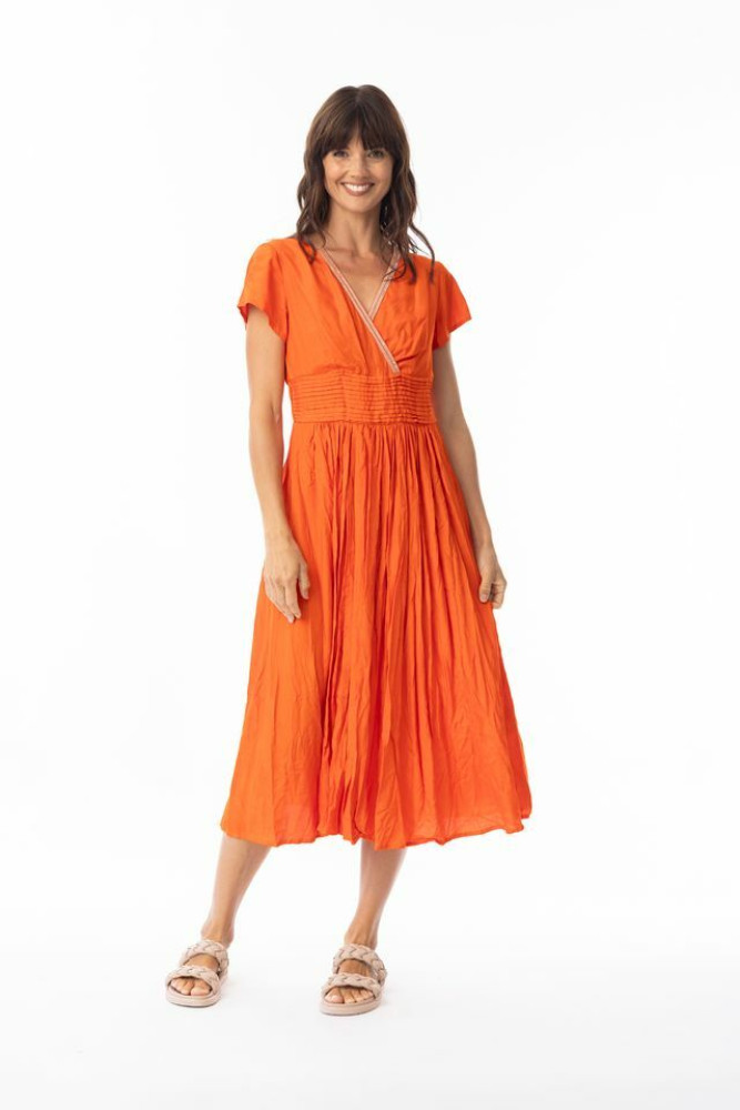 Lux Dress Crushed Mandarin