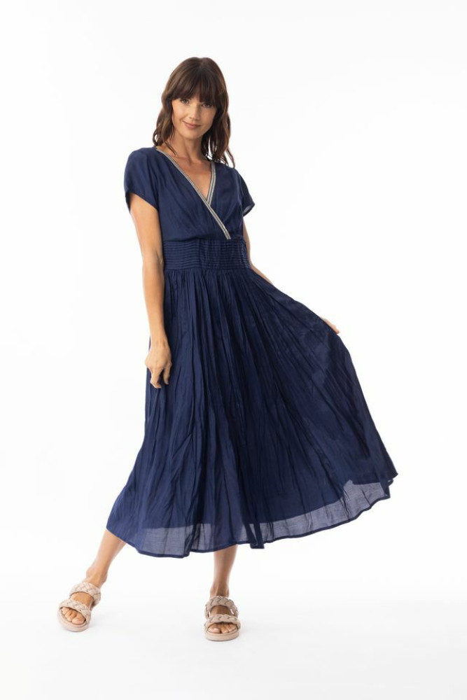 Lux Dress Crushed Navy