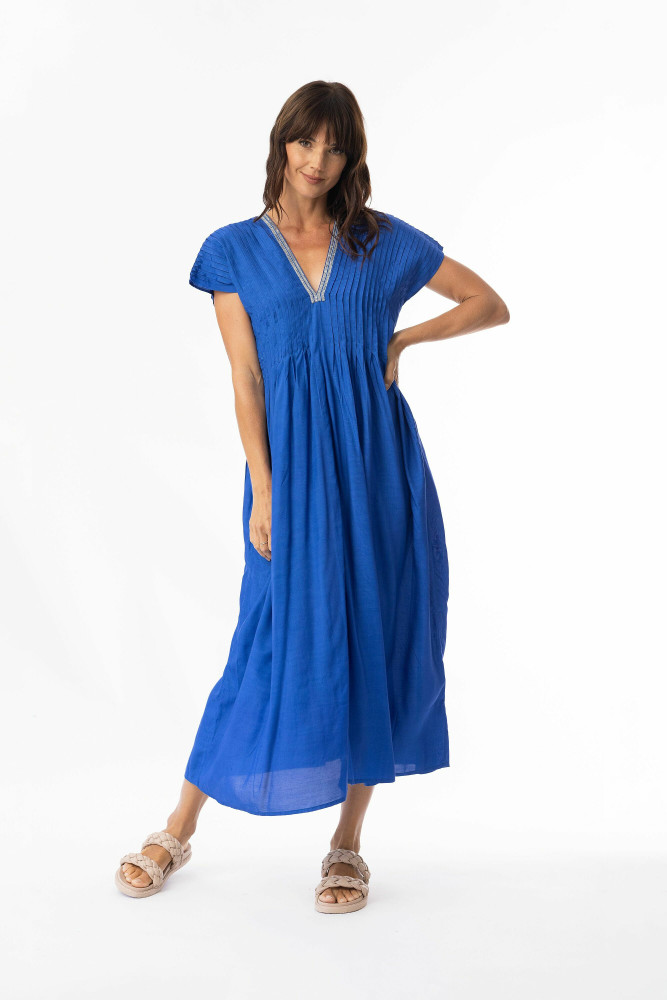 Lux Dress Pleated Ibiza Blue