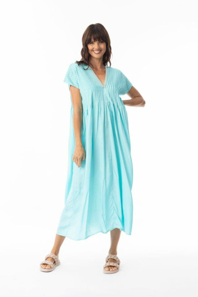 Lux Dress Pleated Island Sky