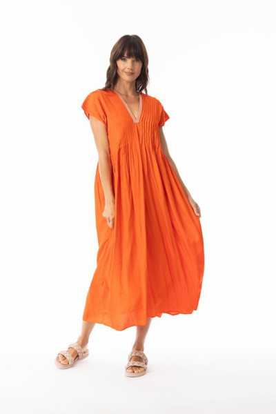 Lux Dress Pleated Mandarin
