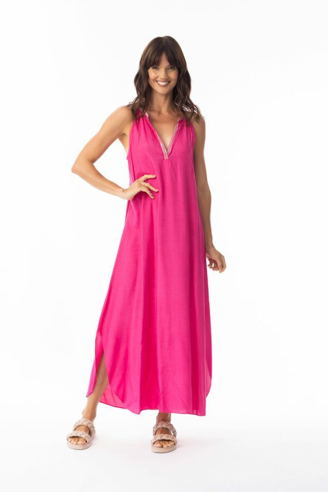 Lux Dress Sleeveless Maxi Hot Pink