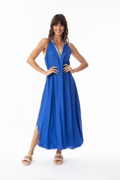 Lux Dress Sleeveless Maxi Ibiza Blue