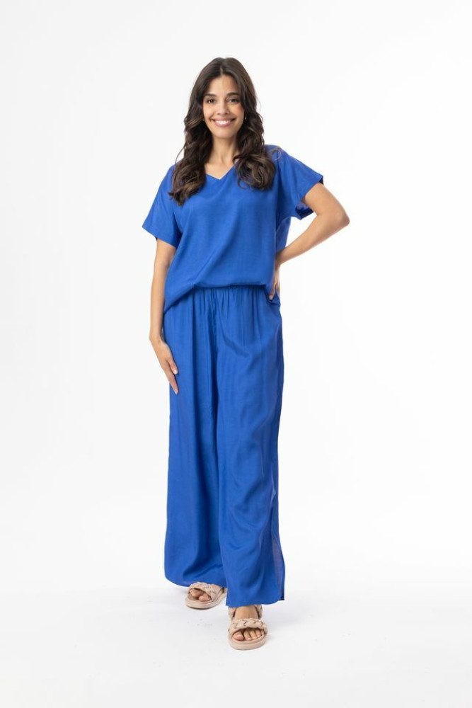 Lux Top V Neck Short Sleeve Ibiza Blue