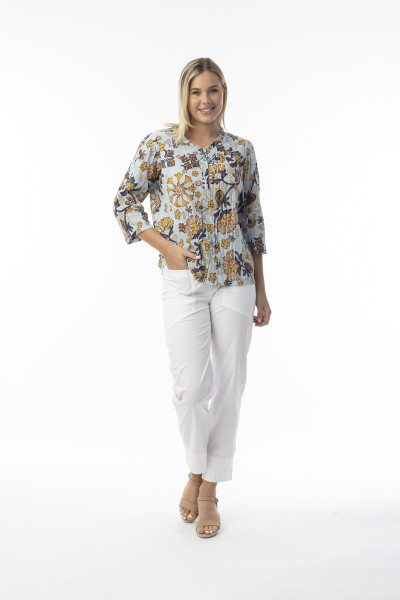 Macieo Top Frill Neckline Blue