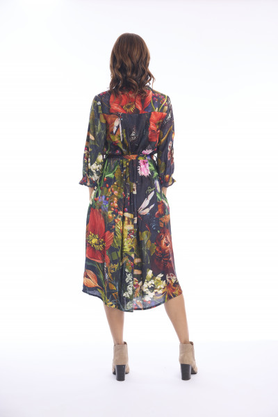 Maguana Dress pleated belt Print