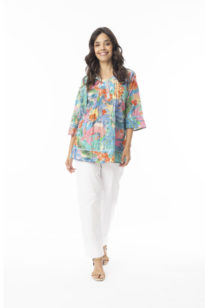 Malvinas Top Pleated V Print