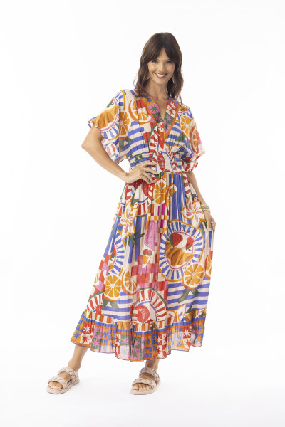 Marcella Dress Shirred Waist Print