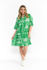 Maya Button V Neck Layer Dress Mono Patch Green
