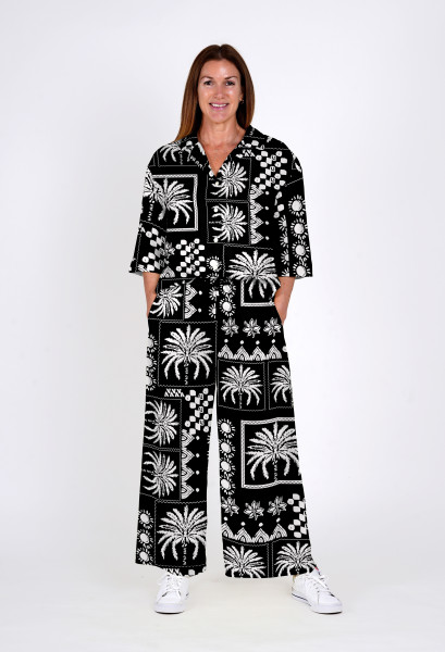 Millie Matching Shirt & Pants Set Mono Patch Black