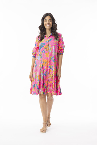 Miraflores Dress Collar Buttonthrough Print