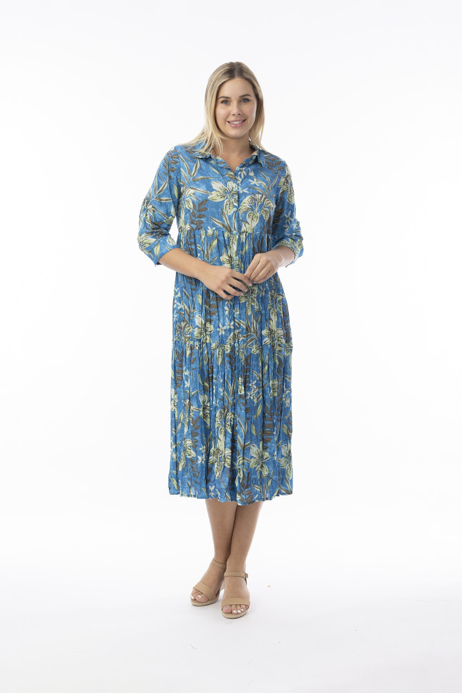 Miramar Dress Collar Buttonthrough Print