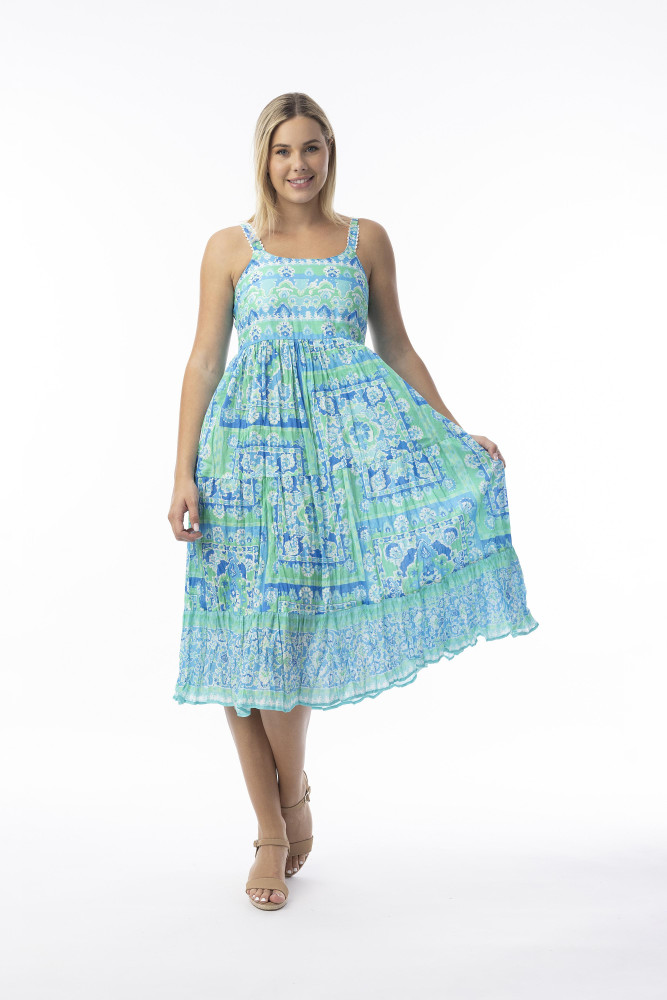 Montevideo Aqua Dress Strappy Aqua