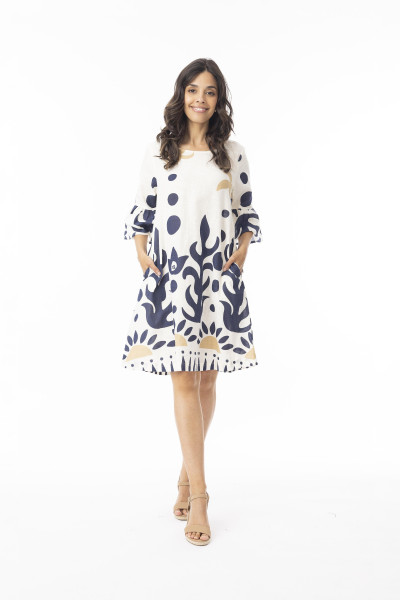 Nazca Dress Contemporary Frill Sleeve Print