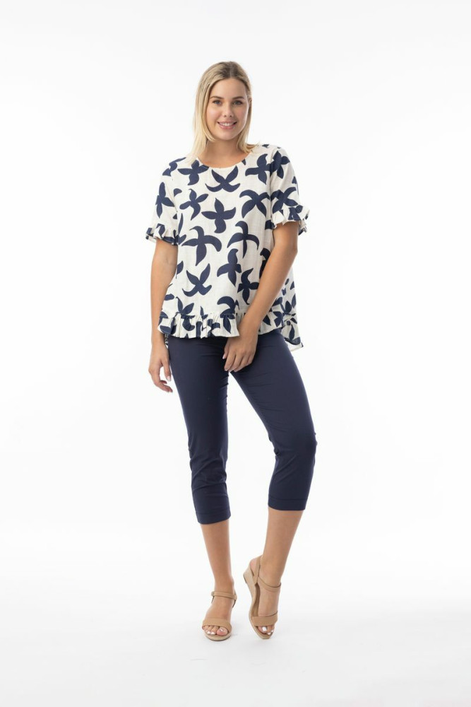 Nazca Top Frill Print